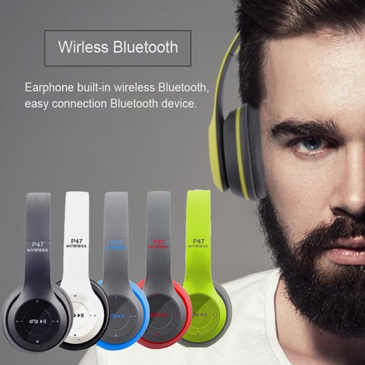 Tai Nghe Bluetooth P47 Chụp Tai có khe cắm thẻ nhớ