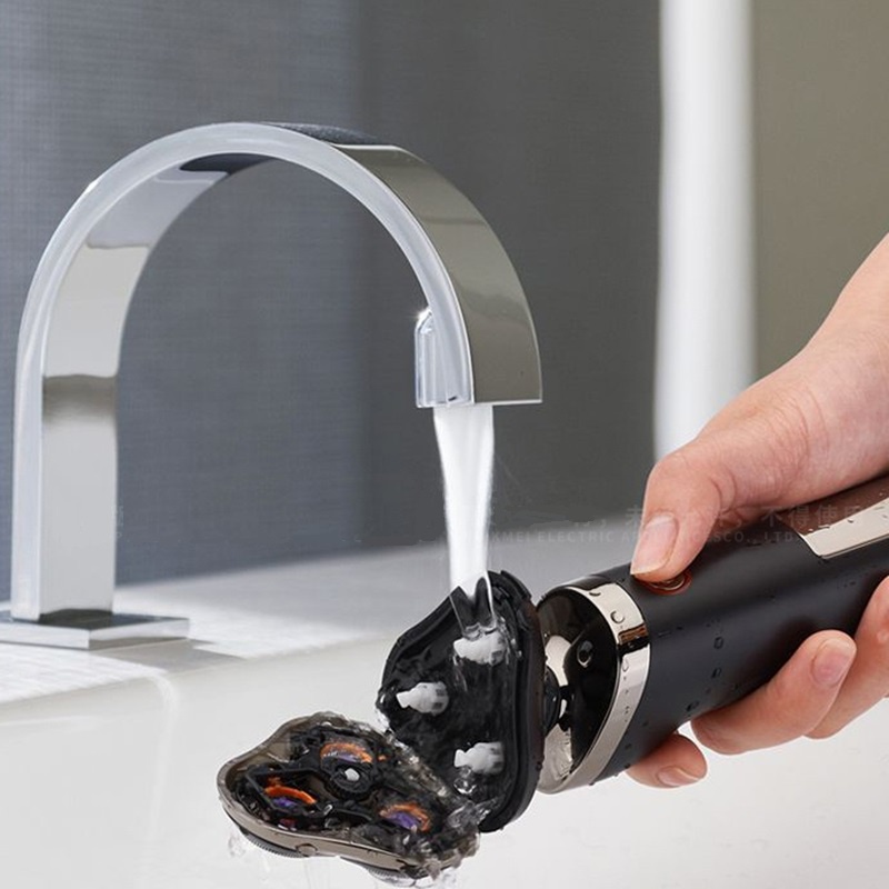 Dao Cạo Râu Kemei 3 Lưỡi Có Thể Sạc Lại Màn Hình LCD Chống Thấm Nước Cho Nam