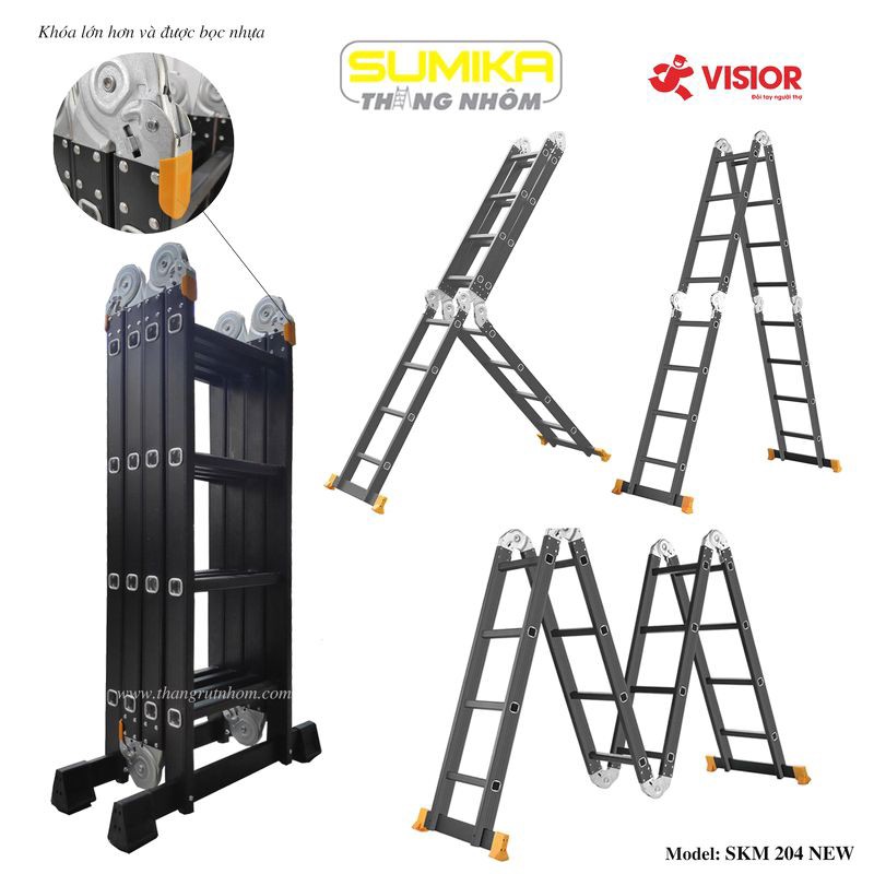 Thang Nhôm Gấp Đa Năng 4 Đoạn Sumika SKM 204 New Giá Cạnh Trạnh