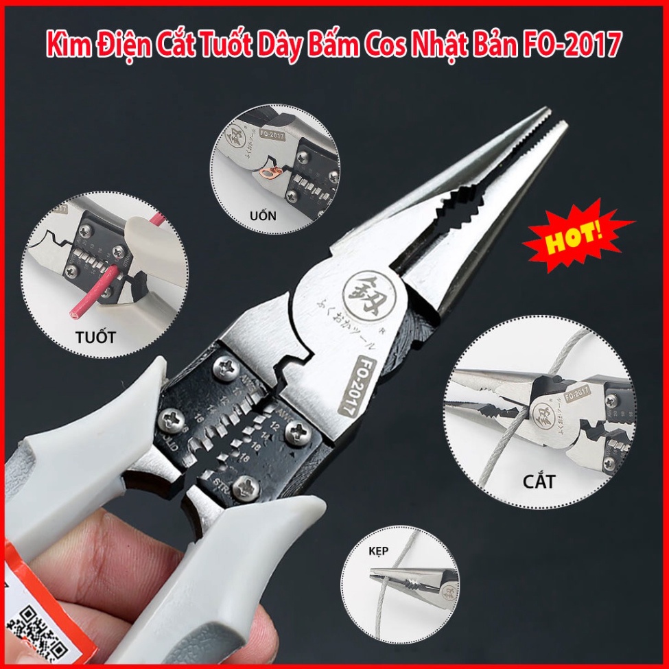 Kìm Đa Năng - Kìm Cắt Dây- Kiềm  trong 1 FUKOUKA 8inch/220mm Nhật Bản Cao Cấp Nhiều Chức Năng Tiện Dụng Dùng Trong Nhà