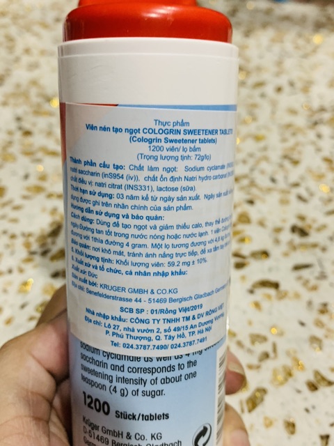 [chính hãng] Đường ăn kiêng COLOGRIN lọ 1200 viên
