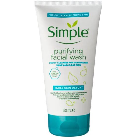 Sữa rửa mặt cho da dầu Simple Daily Skin Detox Purifying Facial Wash 150ml (Bill Anh)