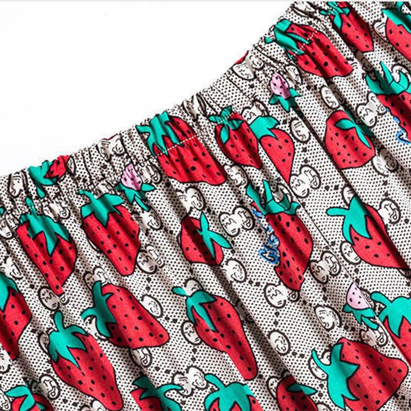 Quần Ngủ Ống Rộng Lưng Cao In Họa Tiết Hoa/Động Vật/Dâu Tây Phối Nơ Xinh Xắn Cho Nữ