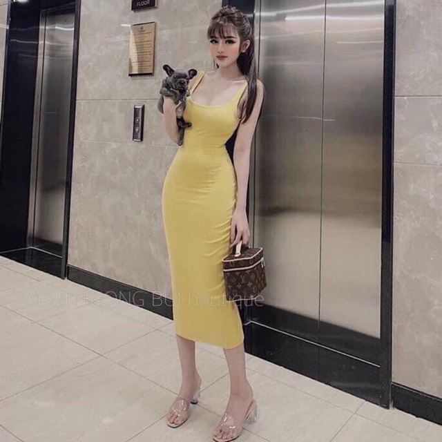 Đầm body 2 dây dáng maxi