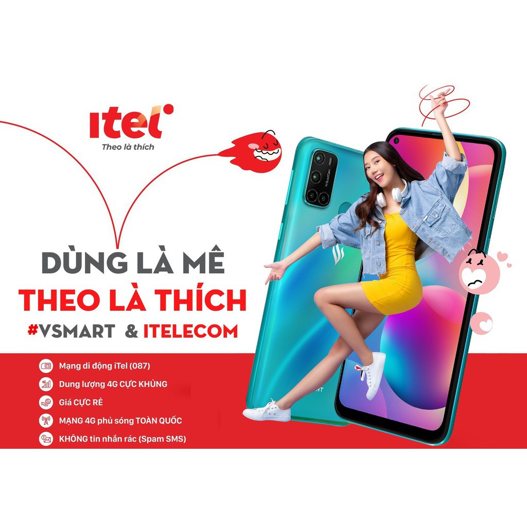 Sim 087 iTelecom 90Gb/tháng 5.000 Phút nội mạng Itel Vinaphone Giá 39k