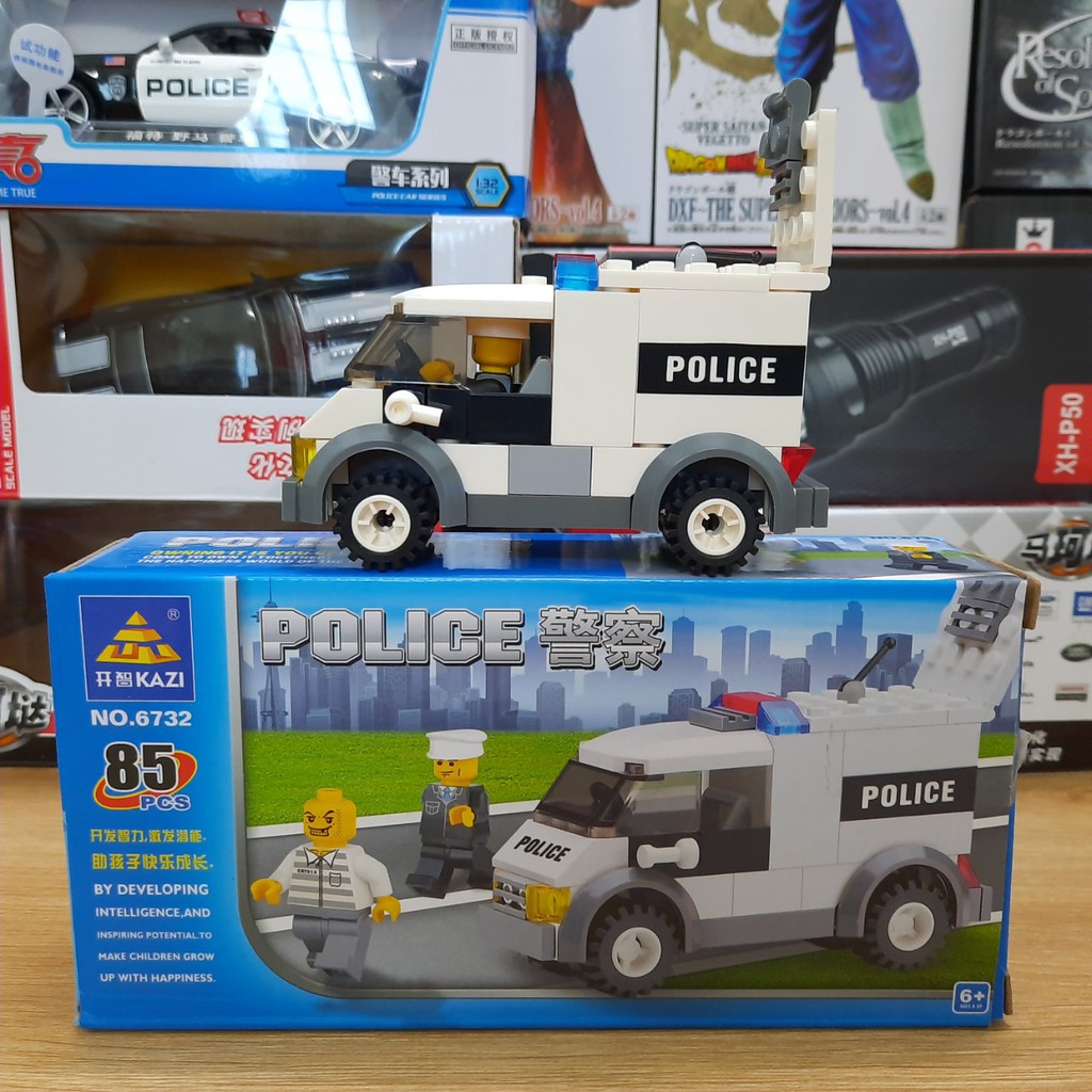 Đồ chơi lắp ghép mô hình ô tô cảnh sát gồm 85 chi tiết bằng nhựa ABS cao cấp