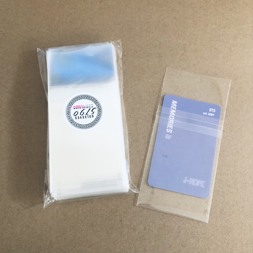 Xấp 100 cái bọc thẻ bài CÓ DÁN, sleeve USLEEVES có dán 5.7x9cm, 6.1x9cm đựng thẻ bài, card idol, double sleeves