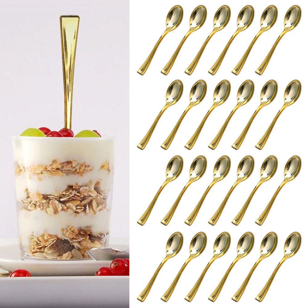 Bộ 24 Muỗng Ăn Tráng Miệng Mini Bằng Kim Loại Dùng Một Lần Tiện Lợi
