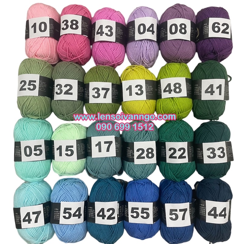 Len Milk Cotton mác đen (cuộn 50gr) (Bảng màu 1)