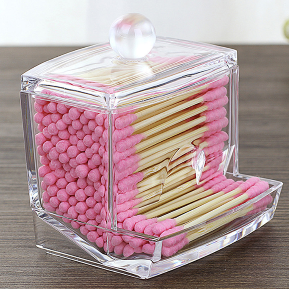 Clamshell Portable Mini Transparent Cotton Pad Storage Box/ Cosmetic Organizer for Cotton Pads, Cotton Swabs, Make Up Pads
