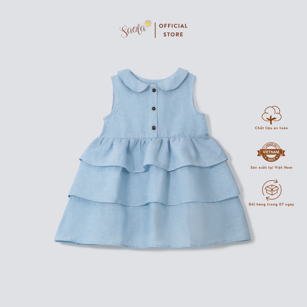 Đầm Cho Bé Gái SAOLA KIDS Dáng Váy Xòe 3 Tầng Công Chúa Xinh Xắn Vải Linen Mềm Mịn Thoáng Mát - DRL007