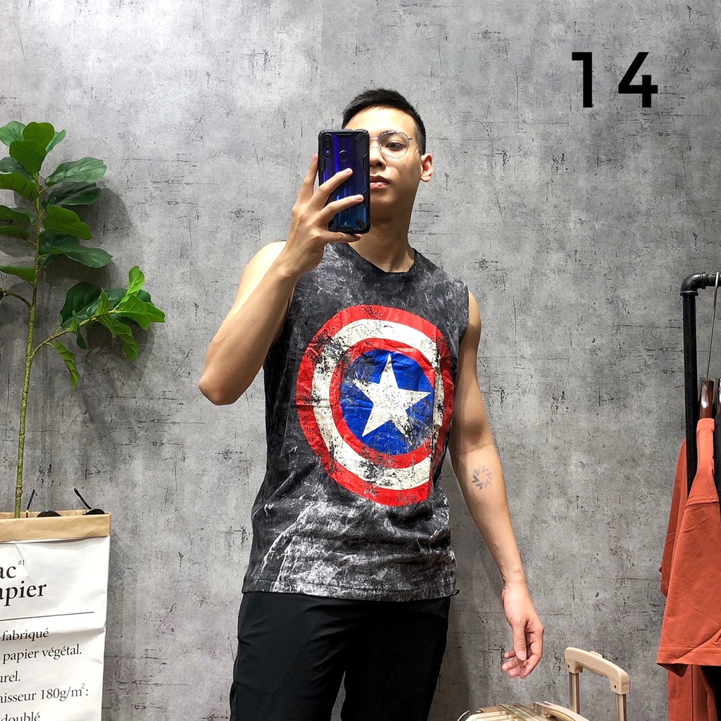 Áo 3 lỗ gym tanktop sát nách thể thao big size nam họa tiết đầu lâu cotton cao cấp SNTL 14