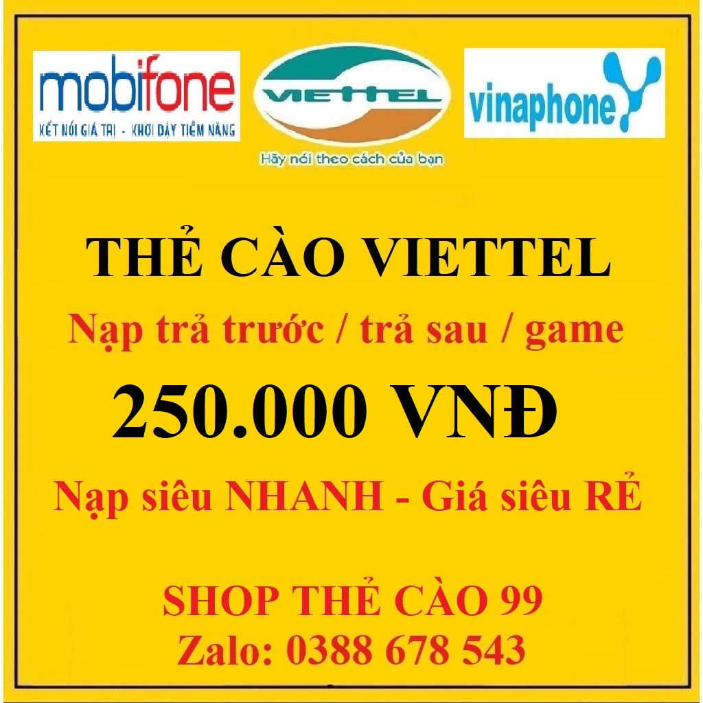 Combo Thẻ Cào Viettel 50K + 200K