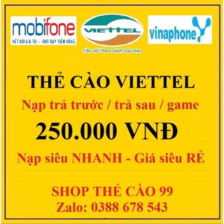 Combo Thẻ Cào Viettel 50K + 200K