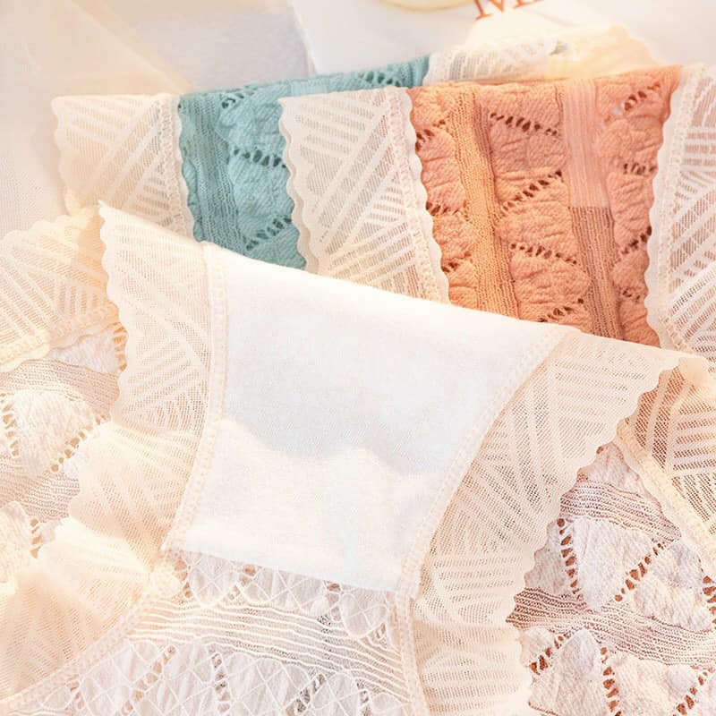 LỐ 10 QUẦN LÓT COTTON VIỀN REN THÔNG HƠI CẠP MỀM KHÔNG HẰN MÃ 258