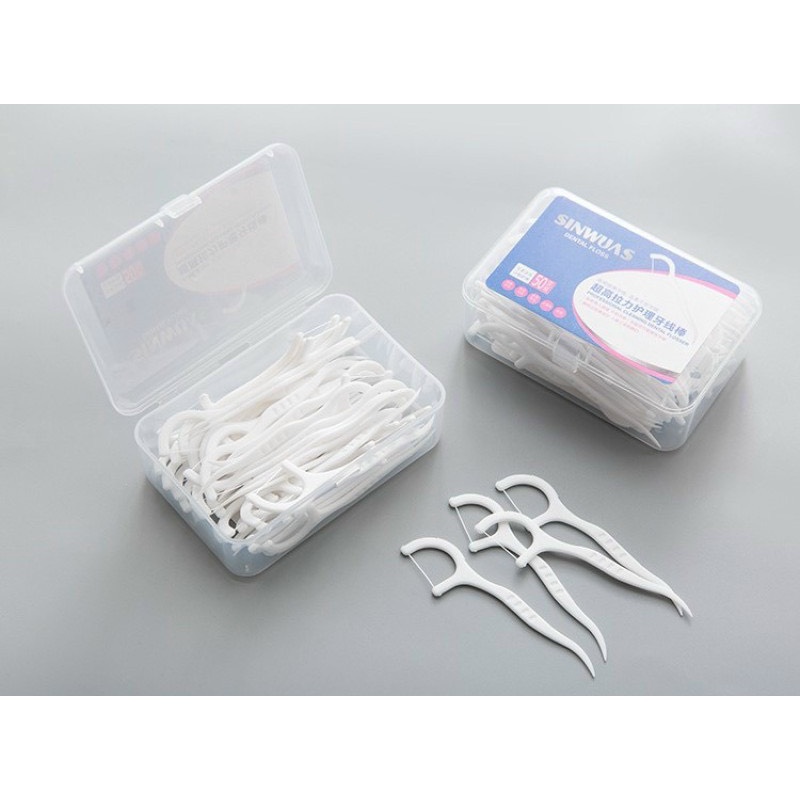 Hộp 50 tăm chỉ xỉa răng nha khoa an toàn cho bạn