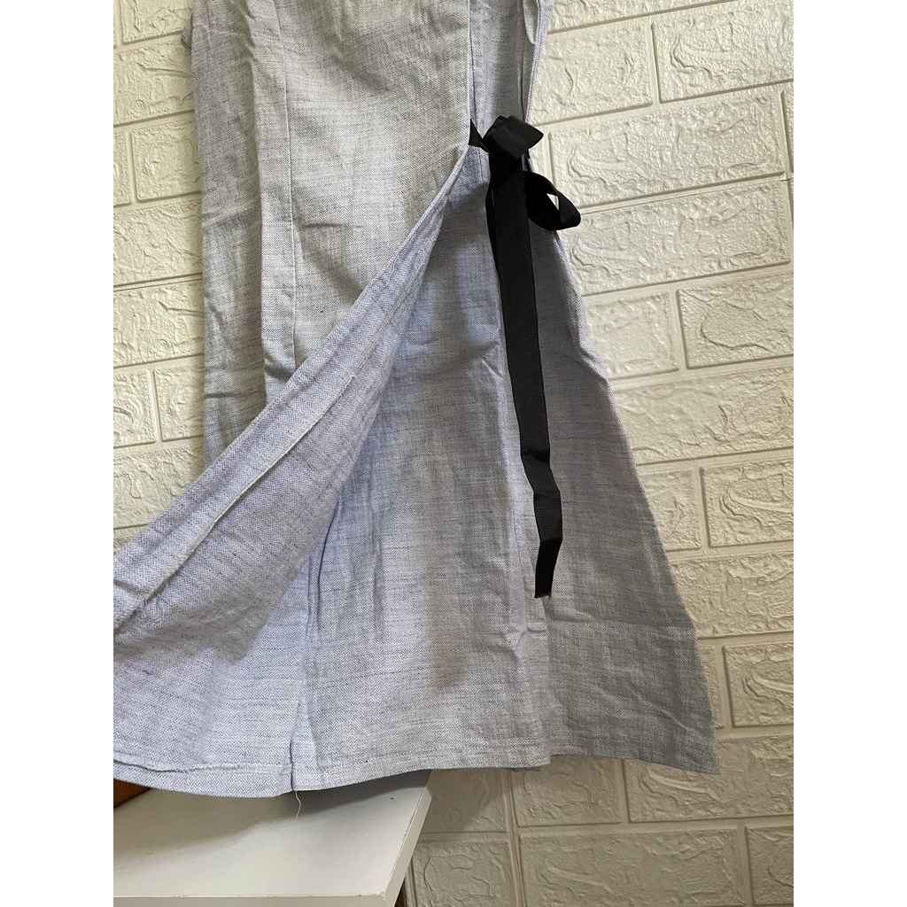 Đầm suông đắp tà cột nơ bên eo