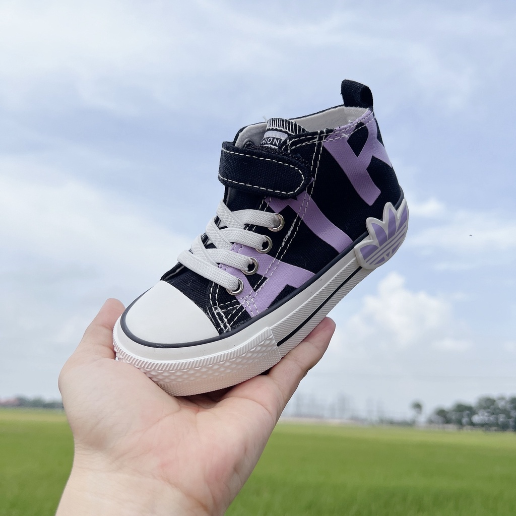Giày thể thao cao cổ cho bé trai, bé gái phong cách năng động khóa dán kèm dây buộc tùy chỉnh đi êm chân Babybees 6080