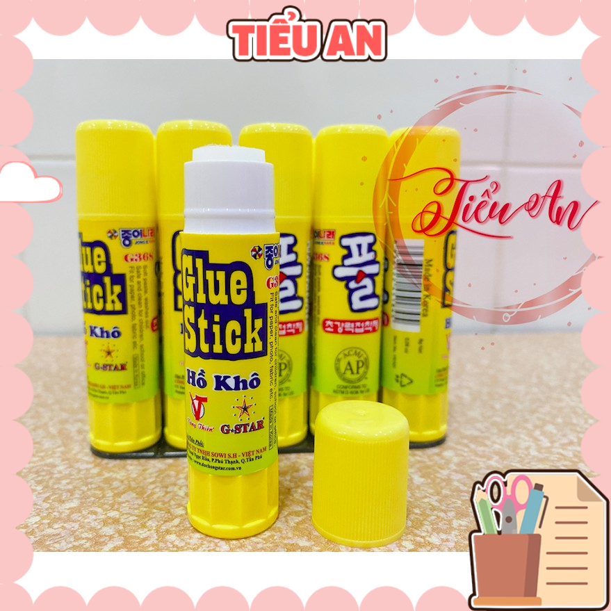 Hồ khô dán giấy Hàn Quốc - Chai màu vàng - thích hợp khi dán giấy