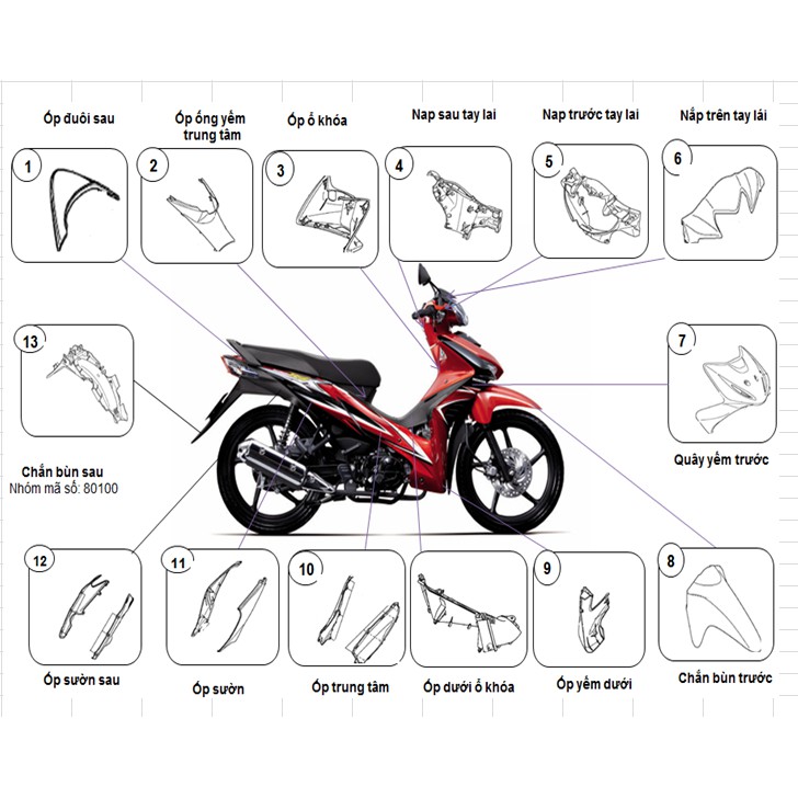 BỘ NHỰA WAVE RSX 110cc - 2010