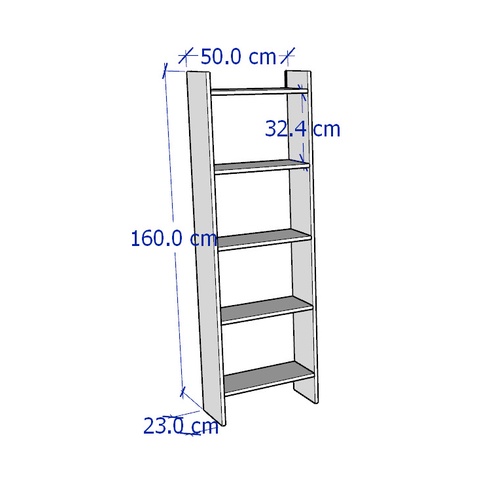 GILDA, Kệ sách 4 tầng SHE_022, 50x23x160cm, kệ gỗ Scandi Home