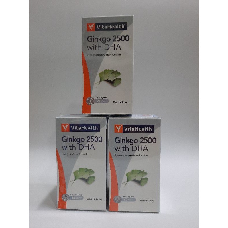 VITAHEALTH  GINKO 2500 WITH DHA Giúp Tăng Cường Tuần Hoàn Não, Cải Thiện Trí Nhớ