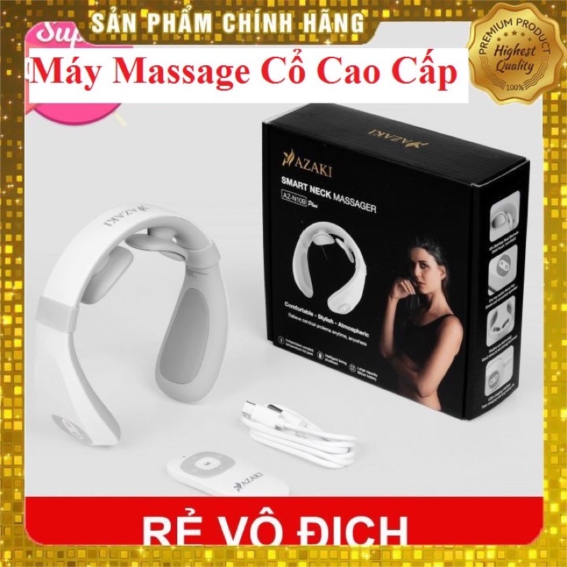 Máy Massage Cổ Cao Cấp AZAKI N109 PLUS Xung Điện Trị Liệu Đa Năng, Rung, Nhiệt, Mát Xa Cổ Vai Gáy 6 Chế Độ Thông Minh