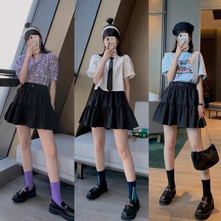 Chân Váy Xoè Cạp Chun Rút Dây Đen🖤