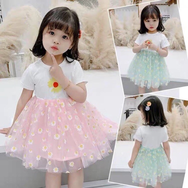 Váy Đầm Xoè Bé Gái Tiểu Thư Hoa Daisy