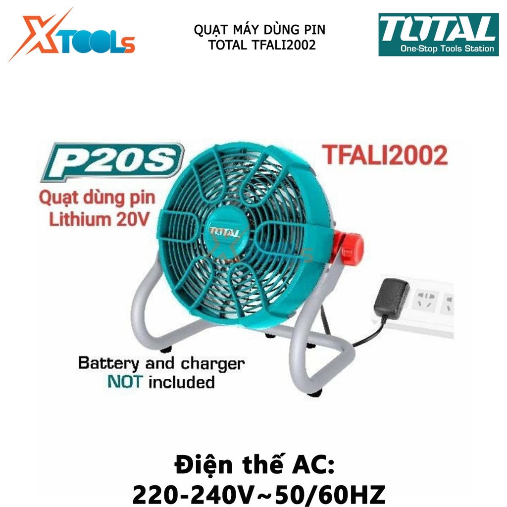 Quạt gió dùng pin TOTAL TFALI2002 240V~50/60HZ quạt máy mini 20V, quạt gió để bàn, Điều chỉnh 360 độ nhỏ gọn  [XTOOLS]