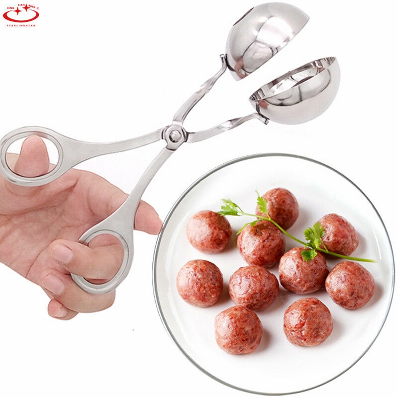 Muỗng kẹp làm thịt viên hình tròn kích thước nhỏ và lớn sáng tạo bằng thép không gỉ nhanh gọn tiện lợi