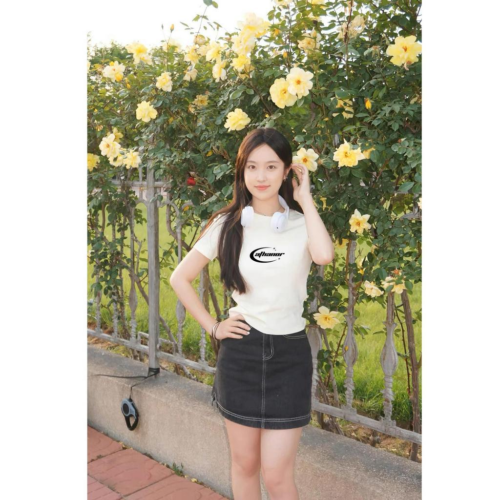 Áo Thun Baby Tee ATHANOR Y2K form fit cotton premium tay ngắn mẫu LOGO Y2K