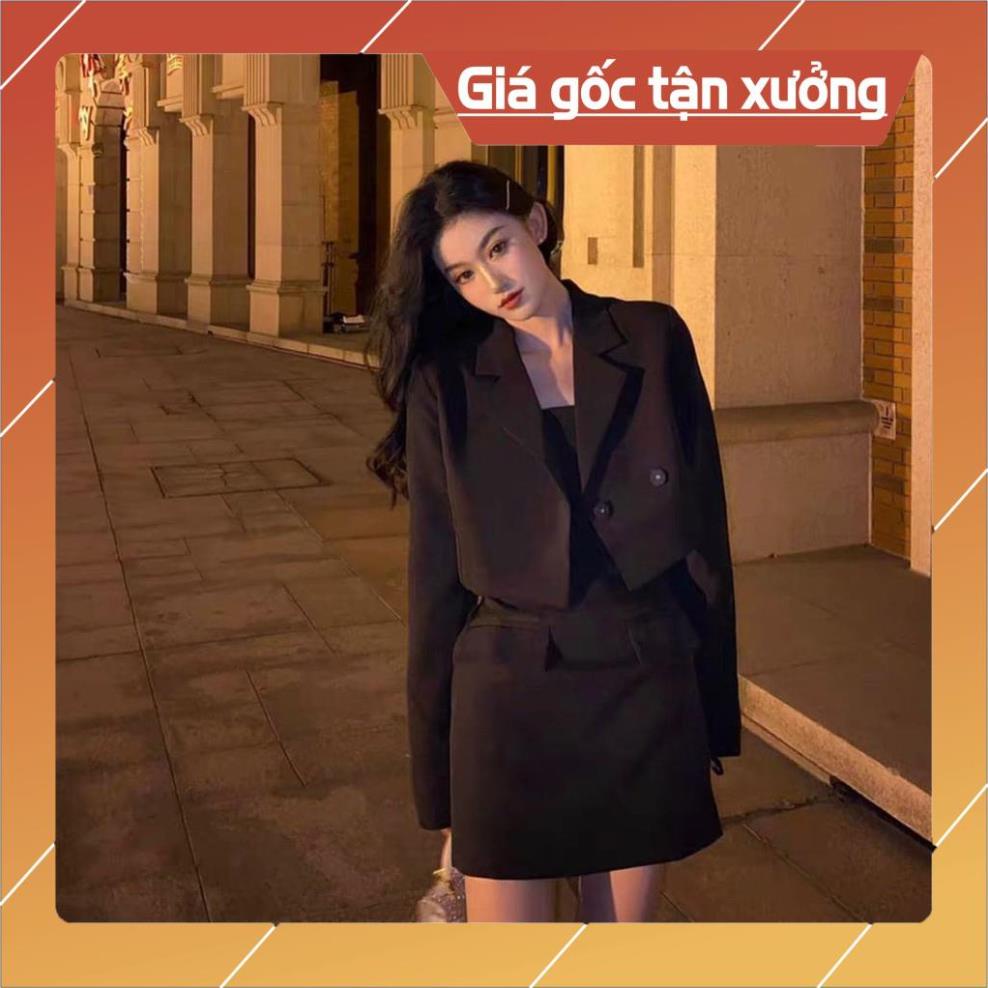 [Hàng Chất Lượng] Set Đầm Ống Chữ A + Áo Khoác Vest (ĐEN) | BigBuy360 - bigbuy360.vn