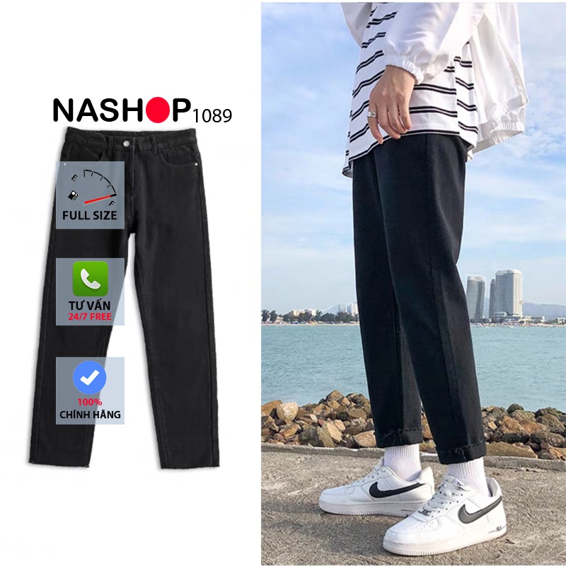 Quần vải jean bò đen baggy nam đẹp hot năm 2021 Nashop 1089 | BigBuy360 - bigbuy360.vn