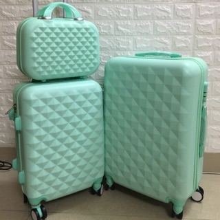 Bộ 3 chiếc (size 14+20+24) VALI KÉO VÂN KIM CƯƠNG ĐẸP THỜI TRANG