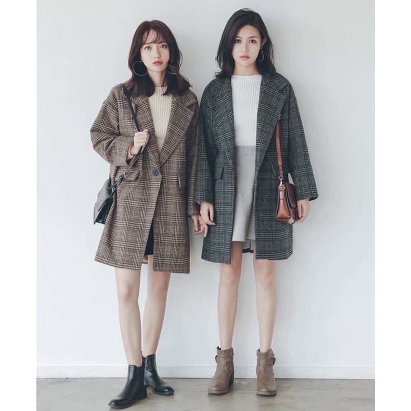 Áo blazer khoác dạ ulzzang dáng dài Hàn Quốc