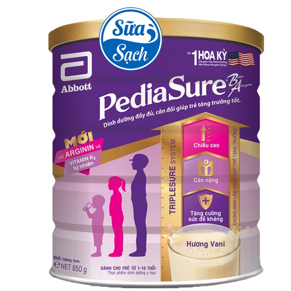 Sữa Bột Pediasure B/A Hương Vani 850gr date mới