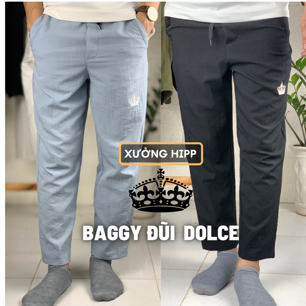 Quần Đũi Dài Nam Ống Suông Xuất Mỹ Logo Dolce Thêu Độc Đáo, Chuẩn Form Tôn Dáng Cực Đẹp XƯỞNG HIPP VNXK QDĐL