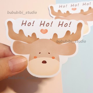Sticker giáng sinh hình tuần lộc Ho Ho Ho