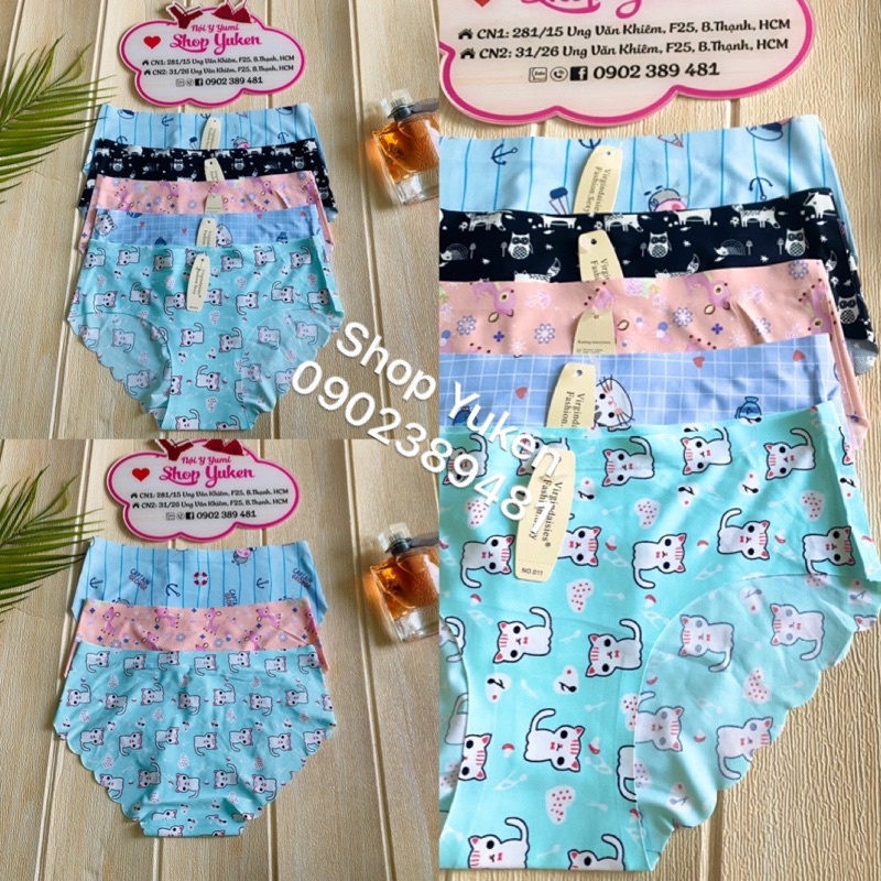 Q011. Combo 5 Quần Lót Su Nữ, Quần Lót Su không đường may mát mịn size 40-60kg Ad20