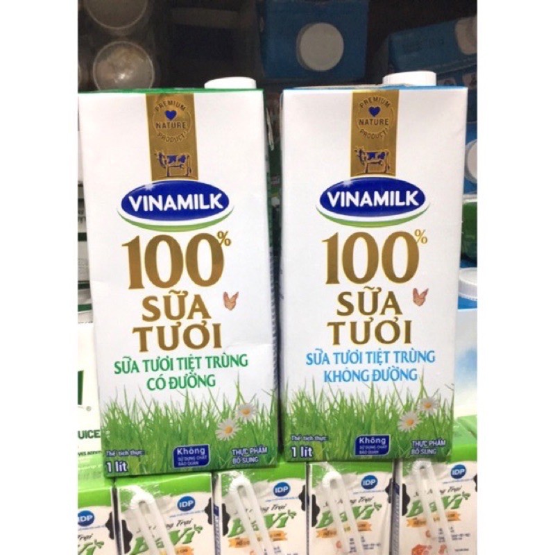 Sữa tươi Vinamilk hộp 1 lít có đường/ không đường/ít đường [DATE LUÔN MỚI]