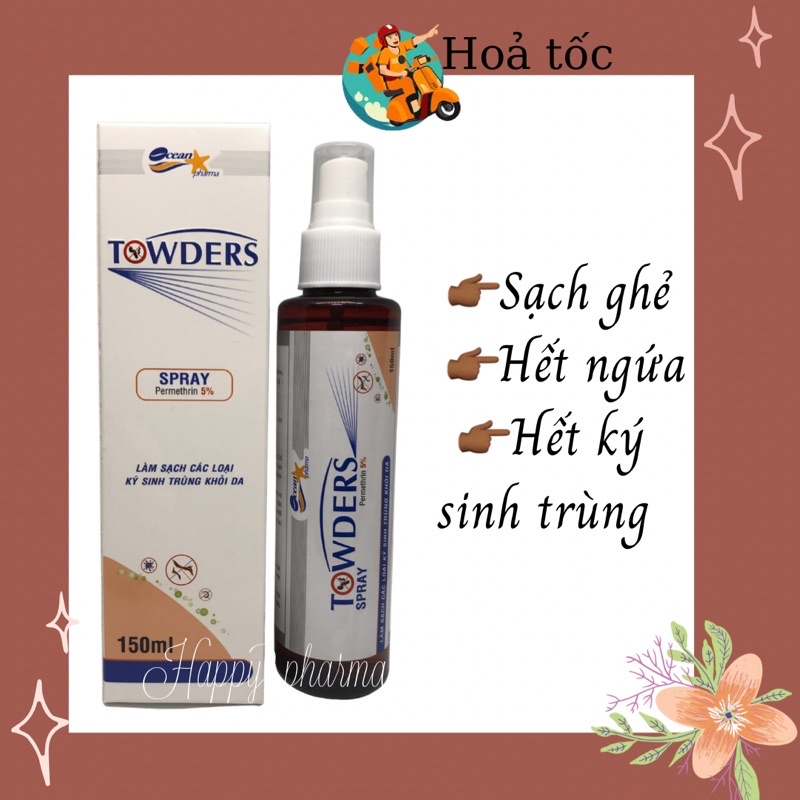 Xịt loại sạch ghẻ và các loại ký sinh trùng Towders Spray 150ml