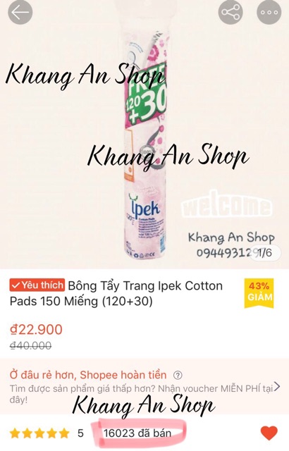 Ipek - Bông Tẩy Trang Ipek Cotton Pads 150 Miếng (120+30)