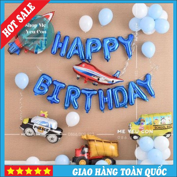 Trang Trí Sinh Nhật Bé Trai Chủ Đề Ô Tô, Máy Bay, Xe Bus, Bóng Bay Trang Trí Tiệc Thôi Nôi Đầy Tháng 🎁FREESHIP🎁
