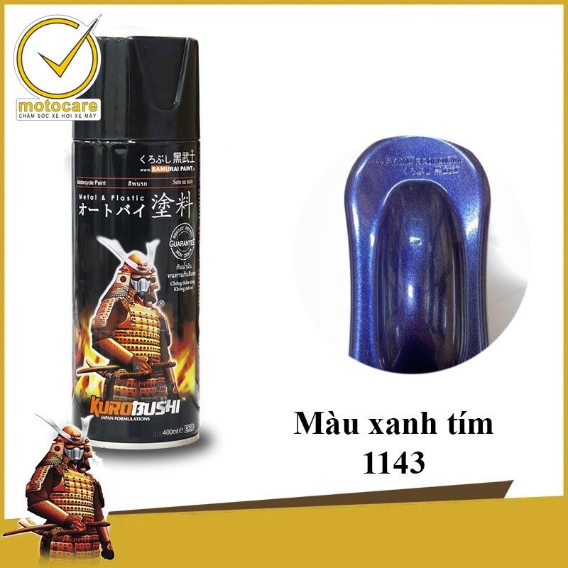 Chai sơn xịt sơn xe máy Samurai 65/1143 màu xanh tím ánh kim tuyến _ Violet Blue