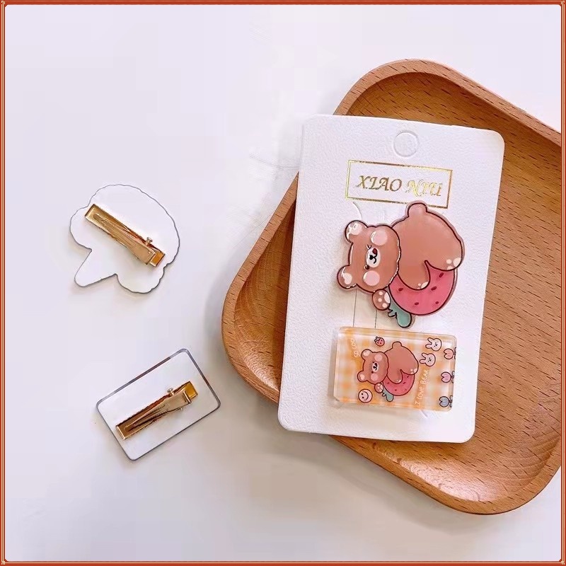 Kẹp Tóc Mỏ Vịt Bằng Acrylic In Họa Tiết Hoạt Hình Dễ Thương Phong Cách Hàn Quốc