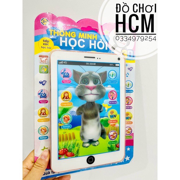 Đồ chơi ipad/ điện thoại mèo tom thông minh, biết kể chuyện, làm thơ, chơi nhạc, ru bé ngủ