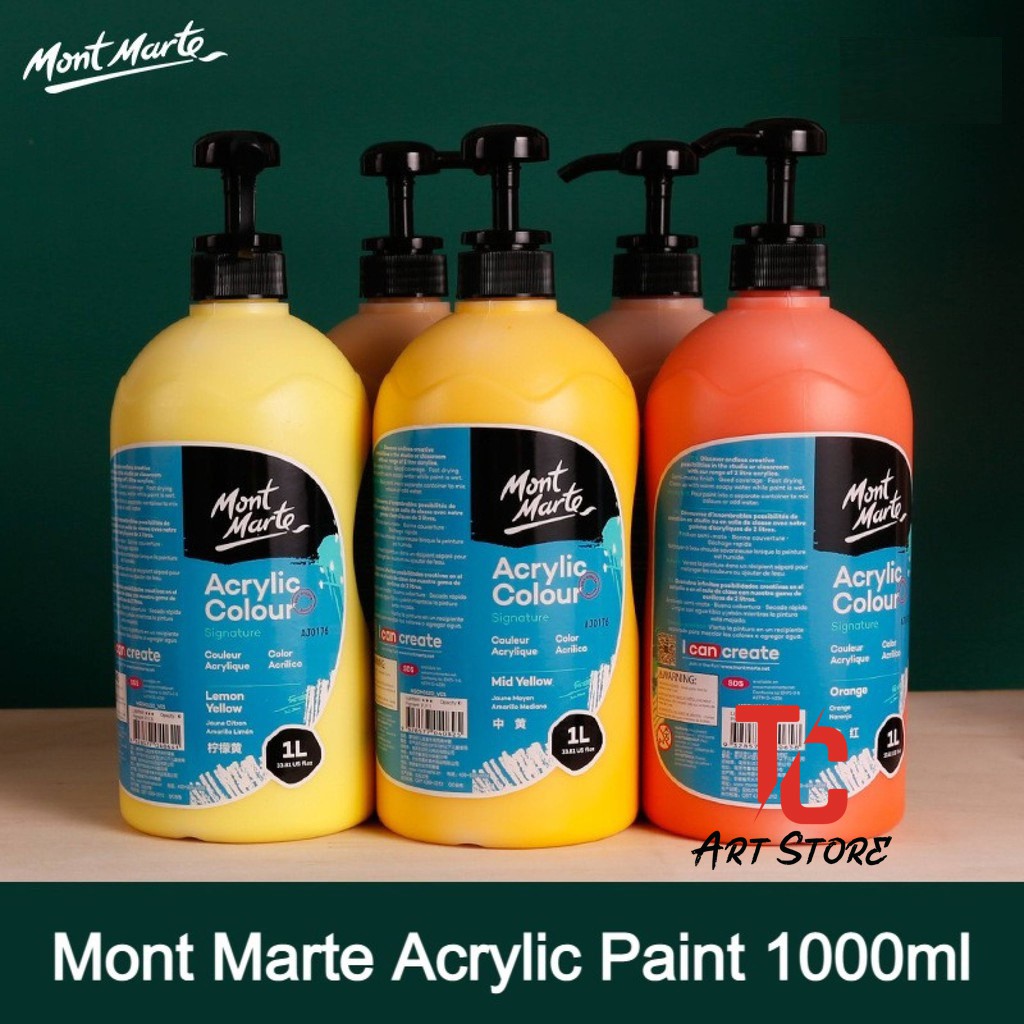 Màu acrylic Mont Marte bình 1 Lít - Chai Bơm (KÈM VÒI)