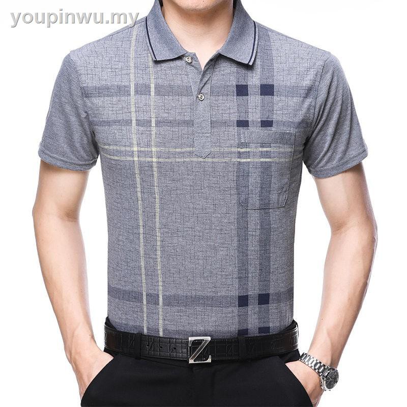 áo polo Vải Cotton Dáng Rộng Thời Trang Mùa Hè Cho Nam Từ 40-50 Tuổi