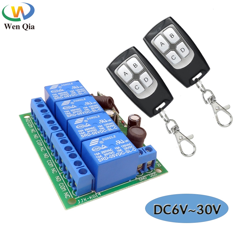Bộ tiếp nhận và truyền tín hiệu không dây WEN QIA 433Mhz DC 12V 24V 4 kênh cho cổng gara